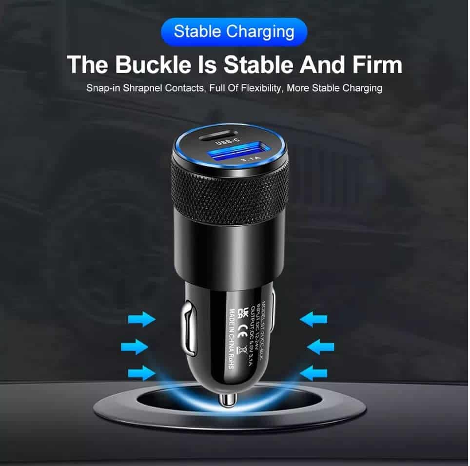 Smart Koala 38W 3.1A 2 Ports PD USB Type C Fast Charging Car Charger Socket Adapter + 1m PD USB Type C to Type C Cable Cord For Samsung, Google, Oppo Smart Koala 38W 3.1A 2 Ports PD USB Type C Fast Charging Car Charger Socket Adapter + 1m PD USB Type C to Type C Cable Cord For Samsung, Google, Oppo